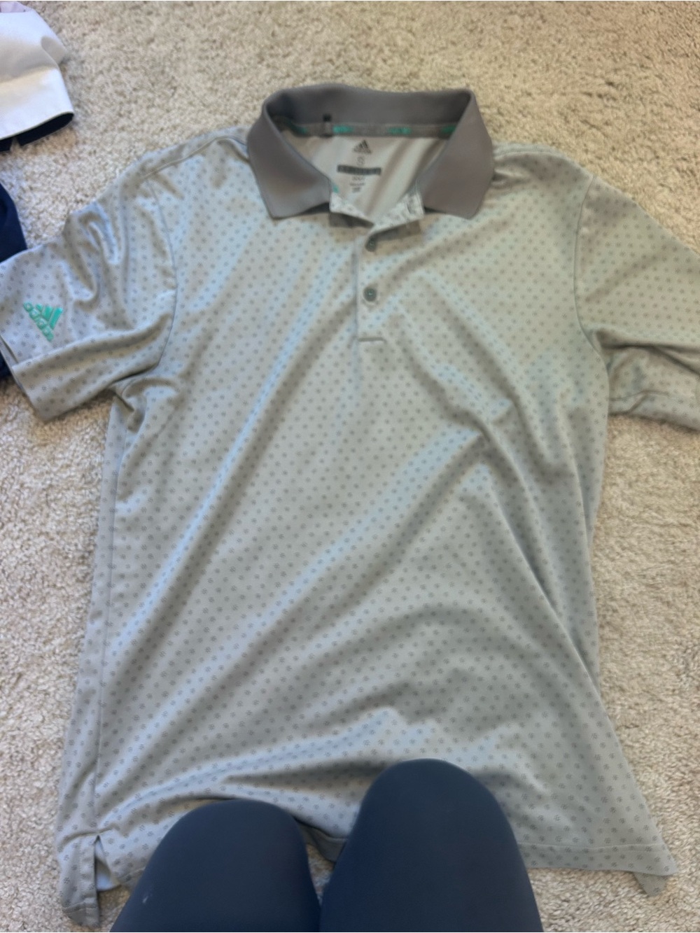 adidas Light Gray Polo with Subtle Dot Pattern